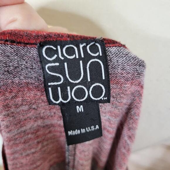 Clara Sun Woo Womens Top Striped Dolman Sleeve Red Medium - Picture 5 of 6